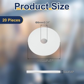 uxcell 20 Pcs M8 Silicone Flat Washers 8mm ID 40mm OD 2mm Thick Plain Washer Grommets Plastic Sheet Gasket Fastener Sealing Spacer Gasket Ring Water Hose Washers, White