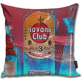 QMS CONTRACTING LIMITED Throw Pillow Cover Havana Club Decorative Pillow Case Home Decor Square 18 x 18 Inches Pillowcase