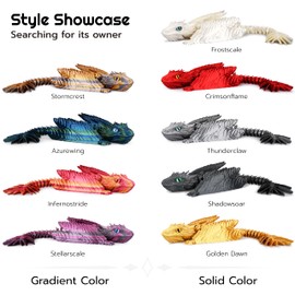 Guwewu Feathered Wyvern Dragon, 3D Printed Dragon, Articulated Dragon, Fidget Dragon, 3D Printed Toys, Desktop Pet (Infernostride)