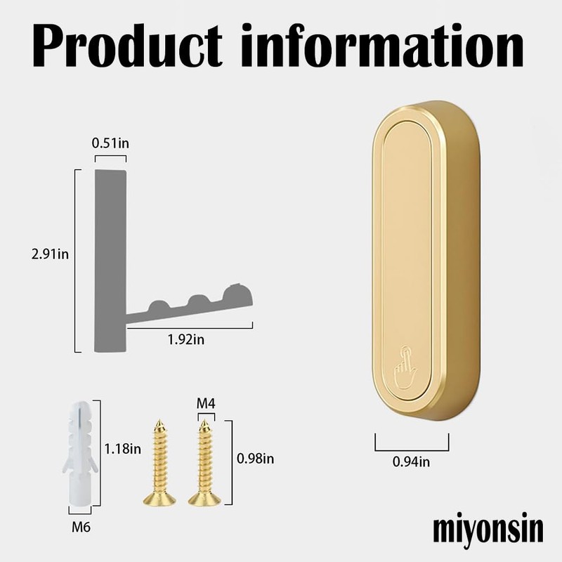 miyonsin Gold Foldable Wall Hooks, Metal Foldable Hooks Wall Wount