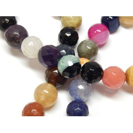 Mix Colours Strand Agate Stone, Gemstone Beads, 12 mm, 30 Pieces, Craft Set, Semi-Precious Stone, Facet Round, Jewellery Beads, Jewellery Making