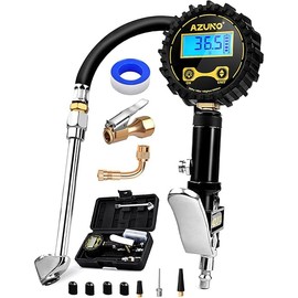 AZUNO Digital Tire Inflator with Pressure Gauge, 200 PSI, Heavy Duty Air Compressor Accessories, Comes with a Portable Carrying Box