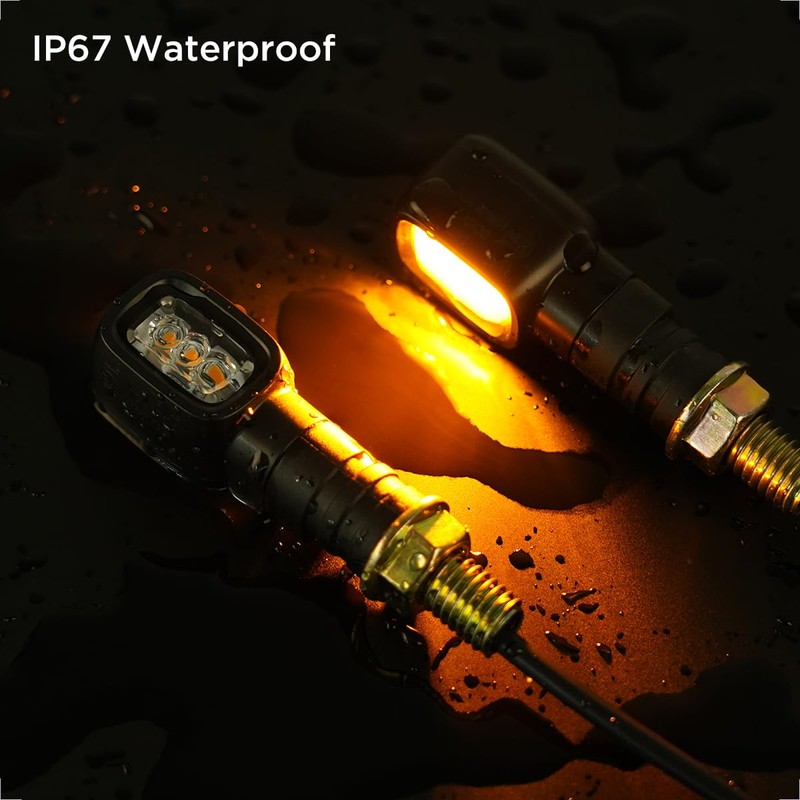 evermotor Mini 12V Motorcycle LED Indicators E24 E-mark Rectangle Motorcycle