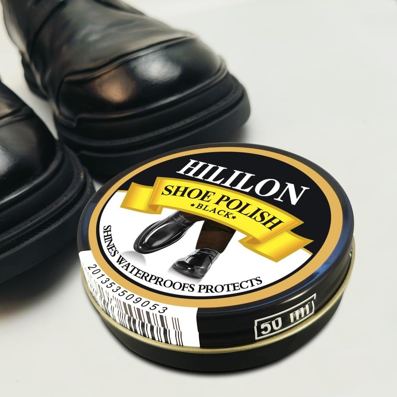 HILILON Black Shoe Polish 1.75oz 50ml Premium Leather Boot Polish,
