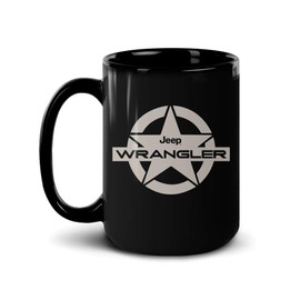 Jeep Wrangler Star Graphic Black Mug - 15 oz