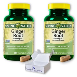 Spring Valley Ginger Root 550 mg- Organic Supplements 100 Capsules (Pack of 2), Boxed by Fusion Shop Store