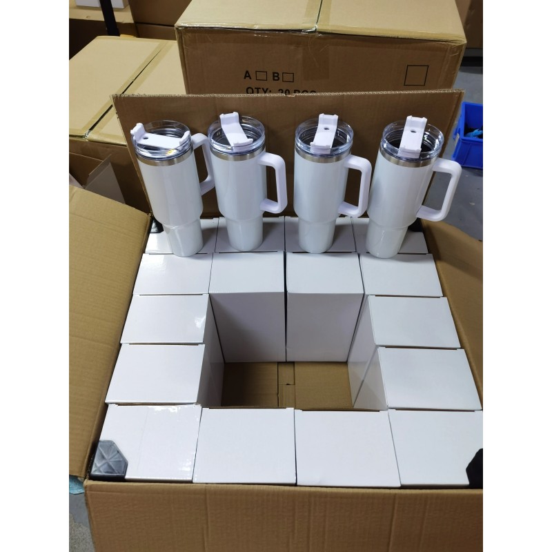 16pcs 40oz 1.0 Double Wall Stainless Steel White Sublimation Blanks