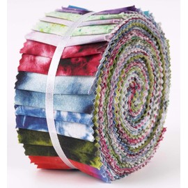 Soimoi 40Pcs Tie Dye Print Cotton Precut Fabrics for Quilting Craft Strips 2.5x42inches Jelly Roll - Multicolor