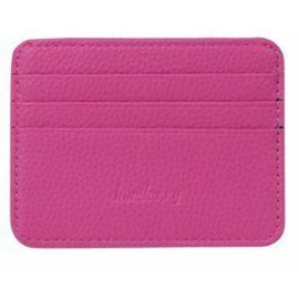Unbranded Men Minimalist Slim Leather Credit Card Holder Pocket Wallets with ID Window - Rose Red