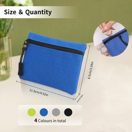 NVGVUP 4 Pack Coin Purse Pouch, Small Change Pouch Oxford Cloth Waterproof, Portable Mini Coin Bag with Zipper for Women Men(Black+Grey+Yellow+Blue)