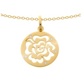 Orphelia 925 silver set pendant with chain and earrings gold flower zirconium.