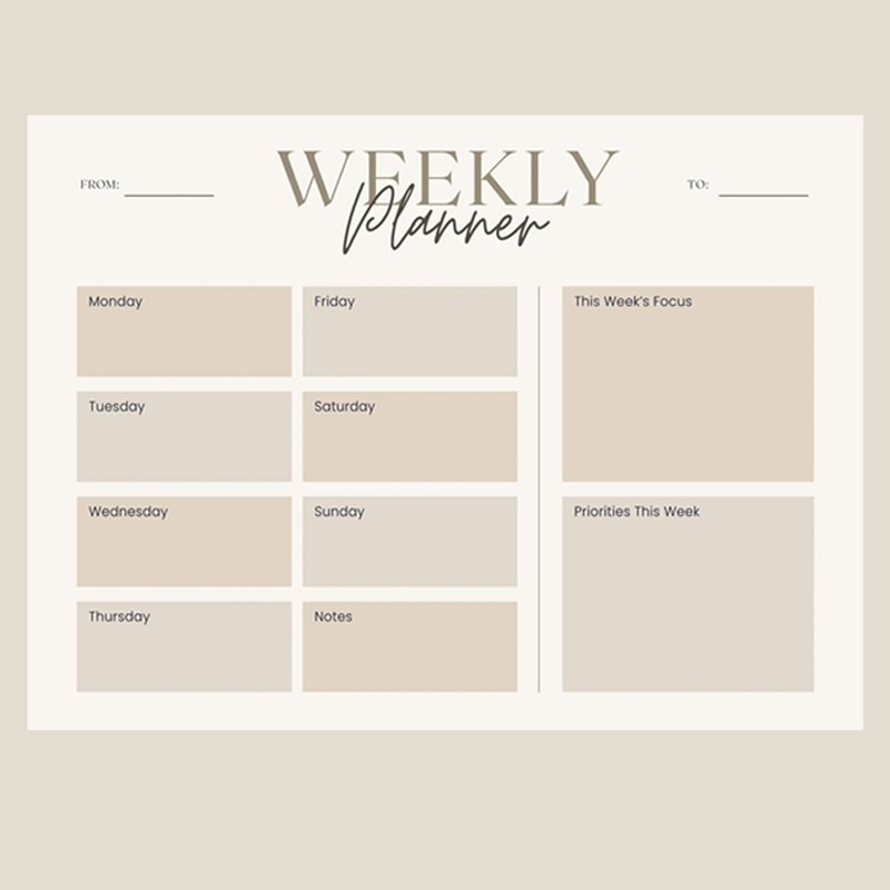 A4 A5 Size Weekly Planner Notepad Deskpad 50 Sheets Printed