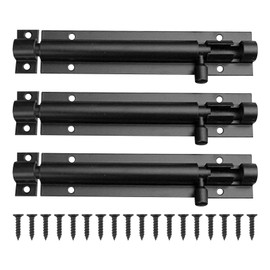 3Pcs Door Lock Bolts, 4 Inch Shed Door Tower Bolt, Latch Slide Barrel Doors Bolt, Heavy Duty Black D-oor Bolts, Security Lock Latch with Screws for Internal Shed Bathroom Toilet(4inch)