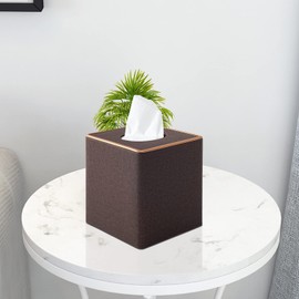 XNONE Tissue Box Cover Square Kleenex Box Holder PU Leather Facial Organizer with Magnetic Bottom,Decorative Napkin Caddy for Vanity Dresser Night Stand Table Countertop Home Office Car,Coffee