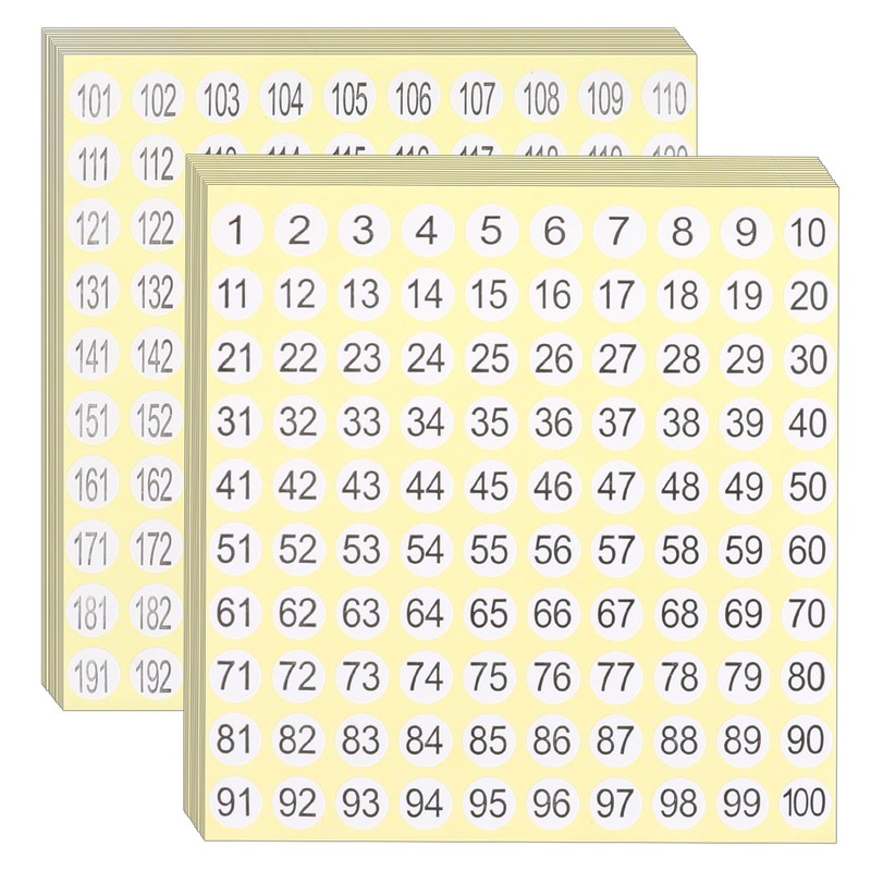 YBEATY 30 Pcs 1-200 Round Number Stickers Small Self Adhesive