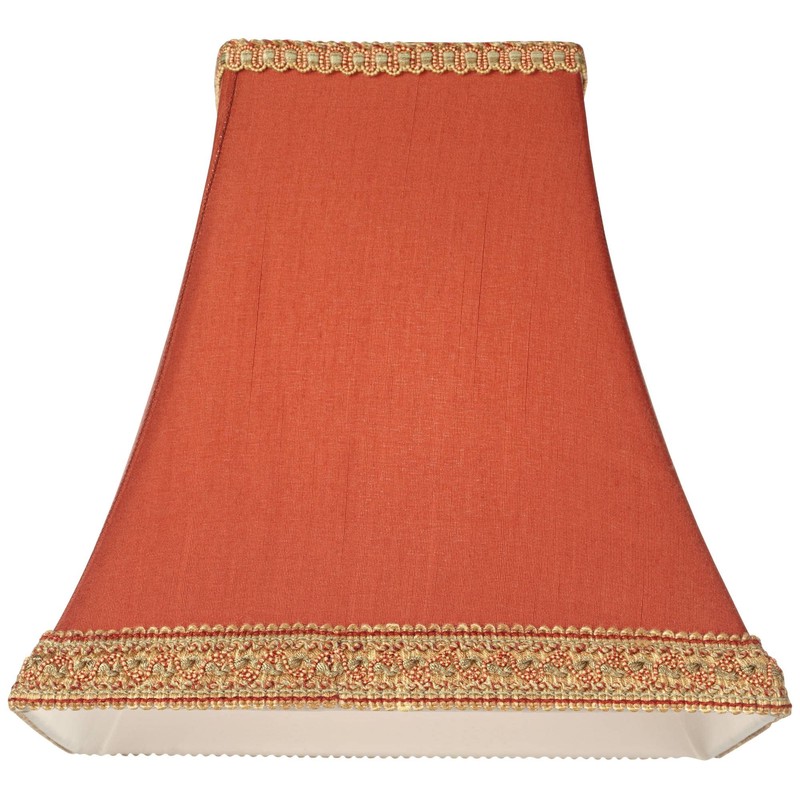 Set of 2 Square Lamp Shades Rust Orange-Red Small 5"