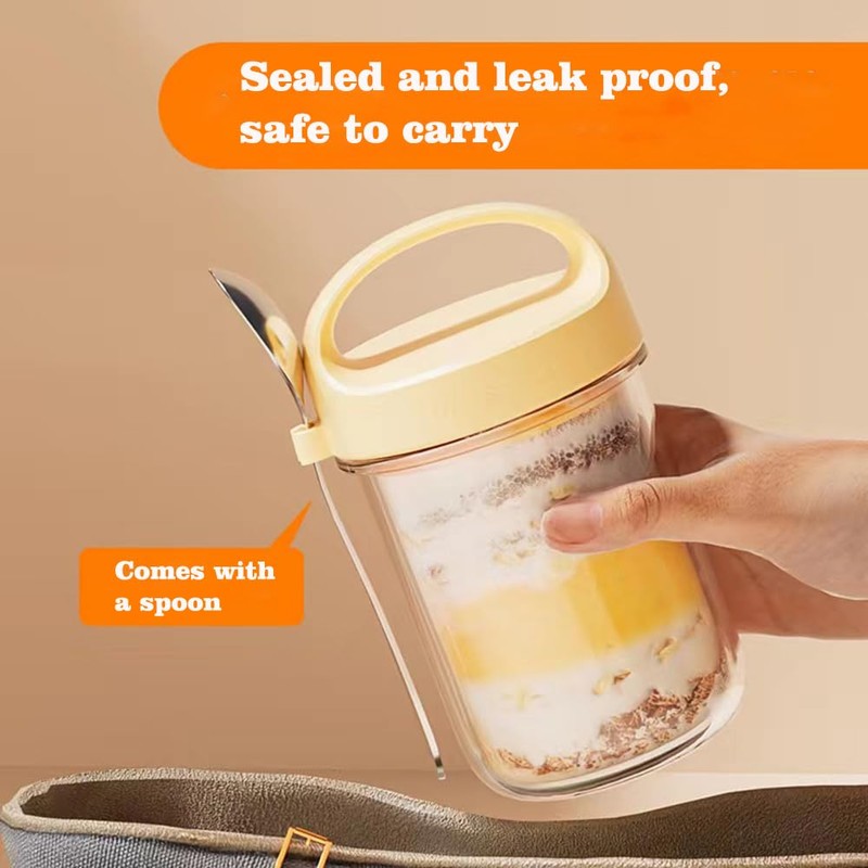 Habwah 3 Pack Overnight Oats jars with Lids and Spoons,