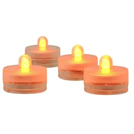 Submersible LED Lights cr2032 Battery Powered Underwater Waterproof LED Tea Light Candles for Events Wedding Centerpieces Vase Floral Xmas Holidays Home Decor Lighting(Pack of 12) (Orange)