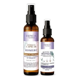 Duo de Aceite de Romero de 60 ml y Tonico de 125 ml para crecimiento del cabello 100% natural - Adicionado con coco y vitamina E - Reparación intensiva para cabello seco y maltratado - Hidrata, nutre, y fortalece