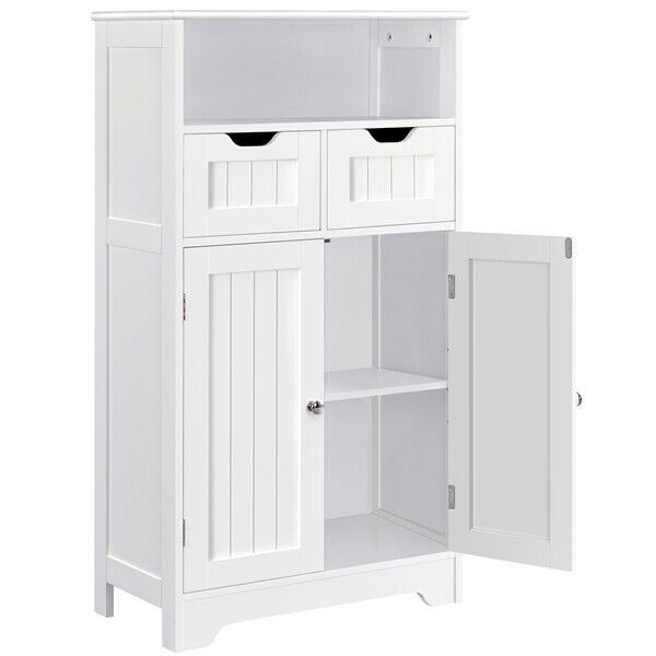 Bathroom Storage Cabinet, Floor Free Standing Cabinet with 2 Doors, 2 Drawers