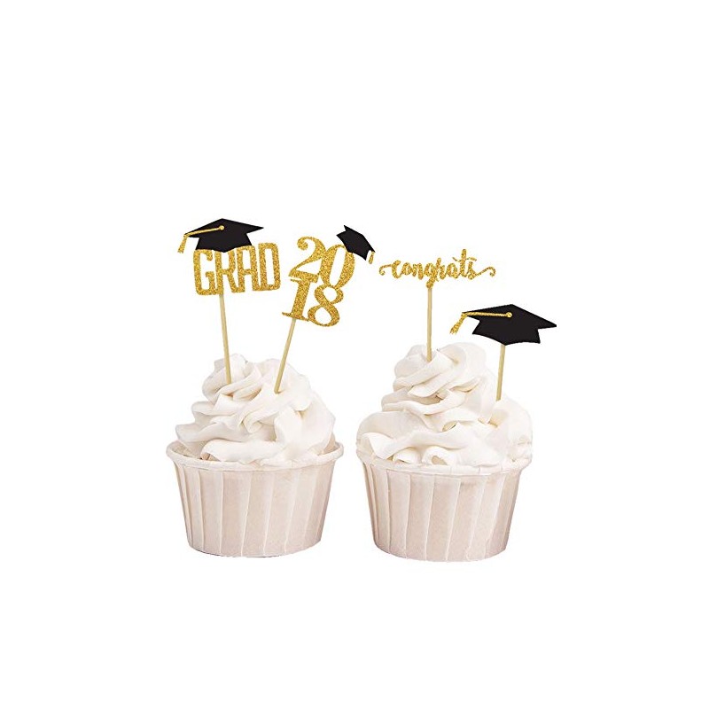 Darling Souvenir, Graduation Cap Theme Party Cupcake Toppers, Dessert Decorations