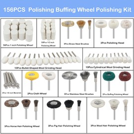 151PCS Polishing Buffing Wheel Polishing Kit for Dremel, Felt Wool Polishing Buffing Pad Set Wheel Grinding Head Point & Mandrel Kit Accessories Tools with 1/8" Shank for Jewelry Metal Polishing