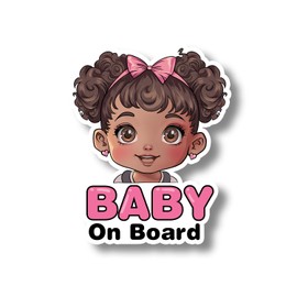 2OWLS Baby On Board Girl Vinyl Decal Sticker, 7 Inches, Highly Visible, Stays On Through Heat, Cute Baby Girl Sign for Cars, Windows, and More (Black Baby Girl On Board Reg)