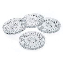 Godinger Dublin Coasters, Barware Coaster, for Drinks, Coasters for Coffee Table, Crystal Glass Bar Coaster, Drinkware & Glassware Decor, Set of 4