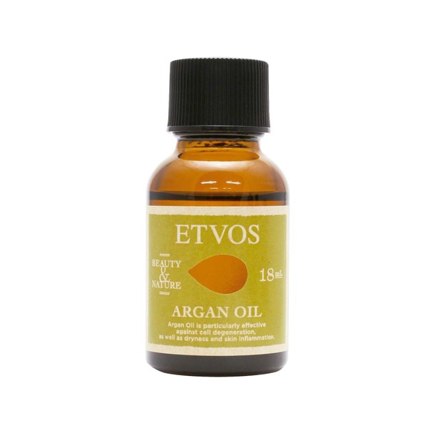 ETVOS Argan Oil, 0.6 fl oz (18 ml), Additive-Free (For Face, Hair, Scalp, Nails, Full Body, Moisturizing, Beauty Oil, Argania Spinosa Nuclear Oil, 100% Pure Massage, Face Nail Hair Oil