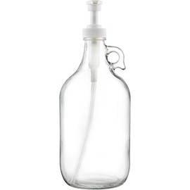 Half Gallon Glass Pump Dispenser Bottle, Large Jug with Pump for Laundry Soap Dispenser, Liquid Detergent, Fabric Softener, Syrup Pump - 64 oz - - Color: 2