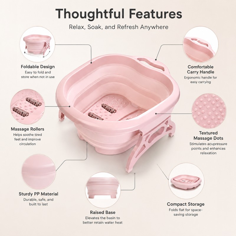 Foldable Foot Soaking Basin for Home Travel – Portable Pedicure