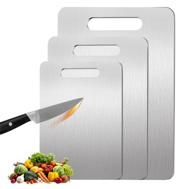 3 Pack, 100% Pure Titanium Cutting Board - Non-Slip Kitchen Chopping Board, Dishwasher Safe, Scratch Resistant, Easy to Clean, Durable & Hygienic for Meat, Vegetables, and Fruits (M+L+XL）