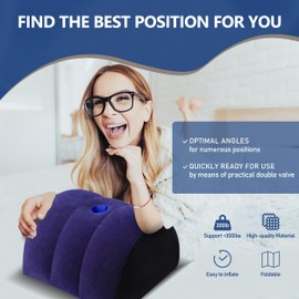 TheClover Portable Inflatable Wedge Pillow - Ultralight Travel Cushion for Leg Elevation, Knee & Back Support, Adjustable Firmness for Camping, Car, Home & Hotel (Blue)