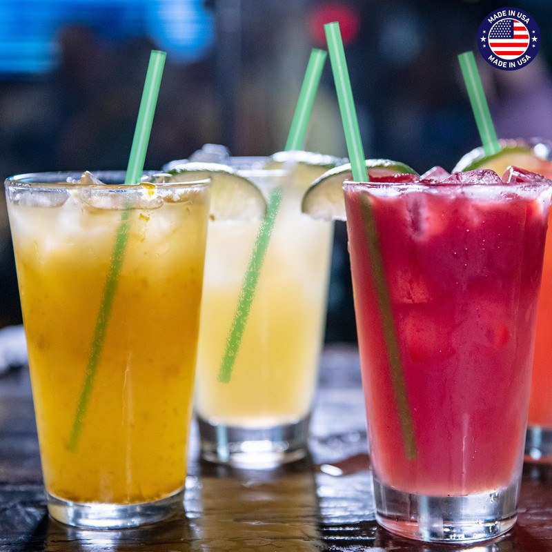 Glotoch Express 500 PCS Individually Wrapped Green Plastic Straws, 10.25''