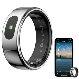 Smart Ring Health Tracker for Women & Men, Fitness Ring with Sleep & Motion Tracking, Touch Control, No Subscription Required, Compatible with iOS & Android (Silver, 10)