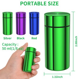 TecQach Portable Aluminum Storage Jar 3-Pack,Airtight Smell Proof Container, Metal Waterproof Small Bottle Multipurpose Container for Coffee & Teas, (Purple+Green+Blue)