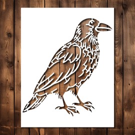 Crow Raven Stencil Template - Reusable Gothic Birds Horror Bird Inspirational Graffiti Stencils for Painting on Wood, Glass, Wall, Rock, Walls, Canvas, Glassware, Spray Painting (7 x 9)