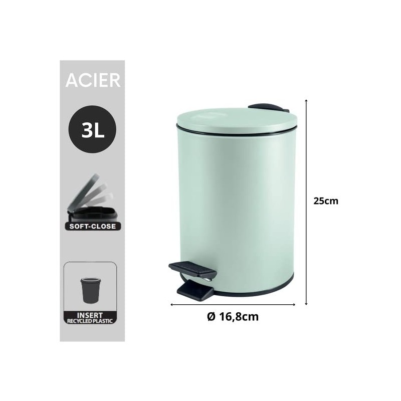 Spirella Adelar Bin 3 Litres Stainless Steel with Automatic Close
