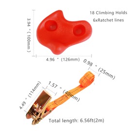 mifasuo Climbing Hold for Kids Outdoor-Ninja Tree Climbing Rocks 18 Pcs with 6 Ratchet Straps Grip Kits for Outdoor Ninja Warrior Obstacle Course Training (Rocks 12 Pcs and 6 Ratchet)