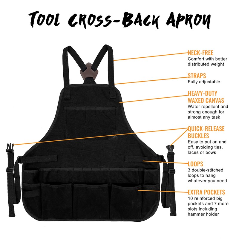 Under NY Sky Tool Apron - 20 Pockets and Slots,