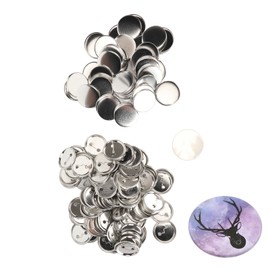100 Set Pin Back Button Parts Blank Smoothing Metal Durable Clip Button Making Supplies for Badge Craft DIY 50MM