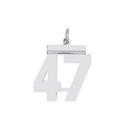 Saris and Things 925 Sterling Silver Medium Polished Number 47 Charm Pendant