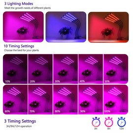 Felibeaco Plant Grow Light Indoor ,4 Head LED Growing Lamp for Indoor Plants, 80W Full Spectrum Plant Lights with Auto ON/Off Timer, 10 Dimmable Brightness ,360° Flexible Gooseneck, 3 Switch Modes