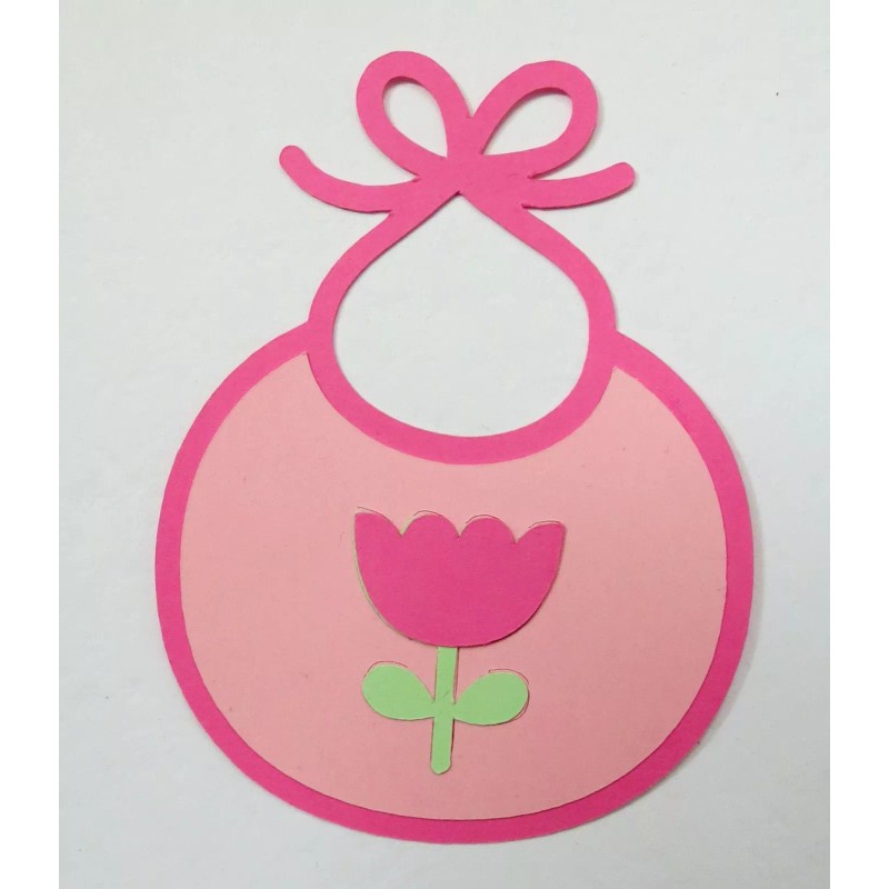 Baby Girl Bottle Bib Rattle Binkie Bib Die Cut Paper