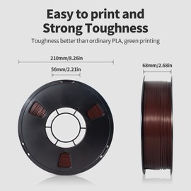 JAREES PLA Filament 1.75mm Brown 1KG, 3D Printer Filament Dimensional Accuracy +/- 0.02mm, 1kg Spool(2.2lbs) 3D Printing Filament Fits for Most FDM 3D Printers