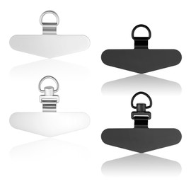 4pcs Metal Phone Tether Tab, Heavy Duty Stainless Steel Metal Cell Phone Lanyard Tab Rotatable 360° Phone Lanyard Patch Replacement Part for Phone Strap