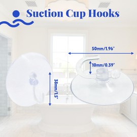Kyuionty 30 Pack Suction Cup Hooks, Clear Plastic Suction Cups Wall Hooks Transparent Reusable Suction Cups Sucker Pads Hooks for Glass Window Wall Bathroom Shower Kitchen (50mm)
