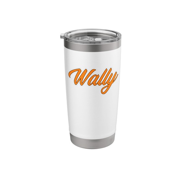 Athletic First Name Wally Nickname Wally Cool Orange Font Stainless