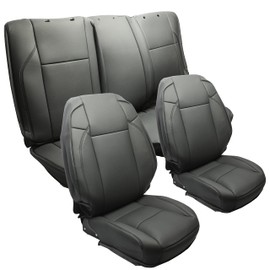 KUAFU Full Set Seat Covers Compatible with 2016-2022 Toyota Tacoma Double Cab Synthetic Leather Black