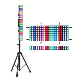 ENDYSHOW LED Pixel Light Bar with Stand,100W 3IN1 RGB 2×20 LED Block DJ Pixel Lights Bar,7.5ft DJ Pixel Lighting for Parties,DMX512,Sound,Master/Slave Stage Light for Band,Club,Wedding,Events,Shows